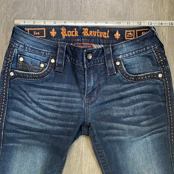 Rock Revival Blue Skinny Jeans Size 25 - Picture 4 of 6
